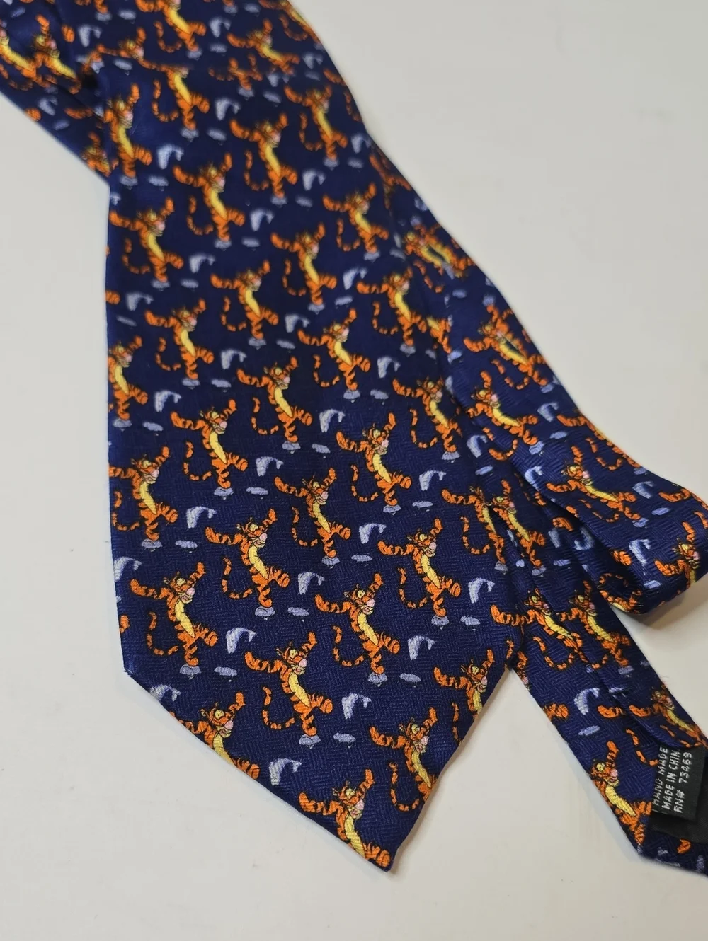 Disney Store Tigger Silk Neck Tie Navy Blue